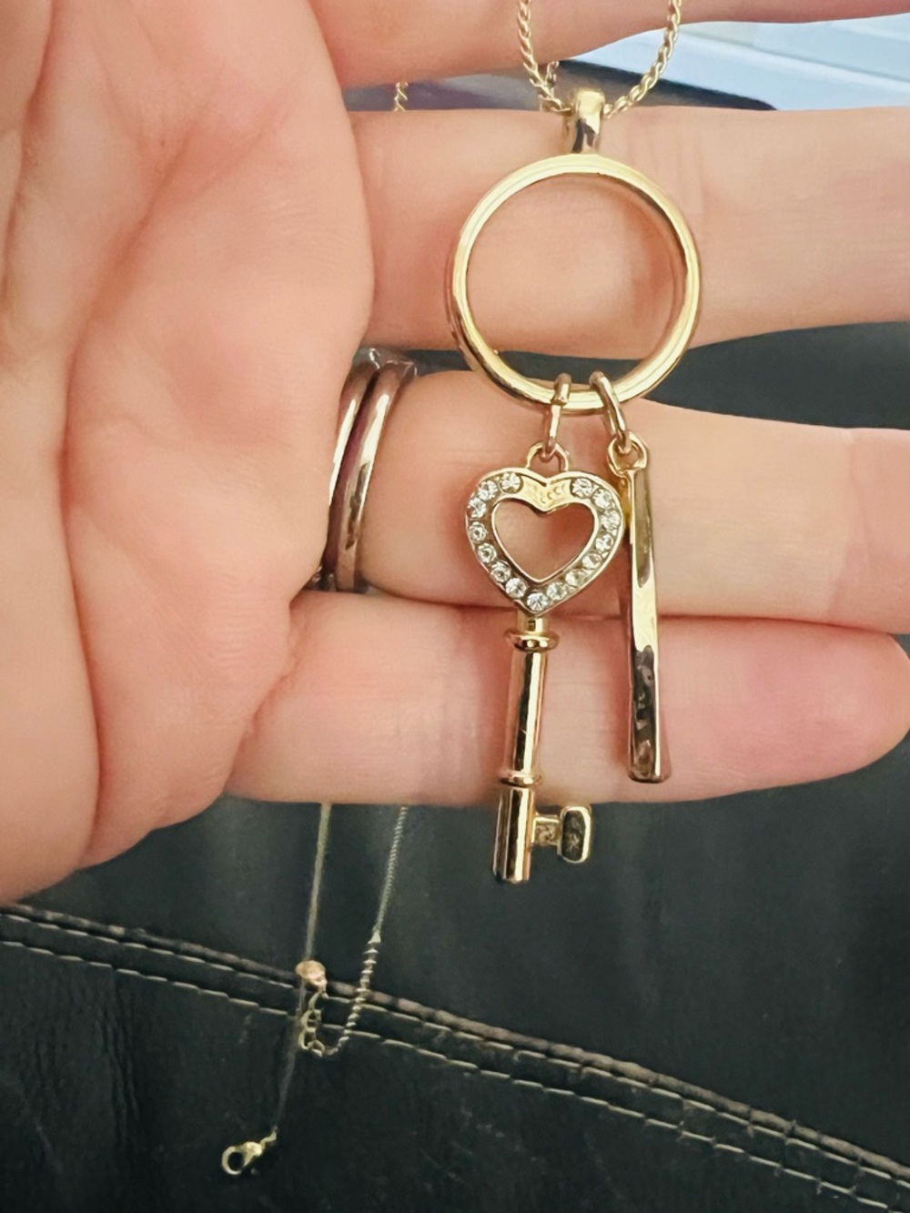 Gold Heart Key Pendant Necklace - Women Accessories